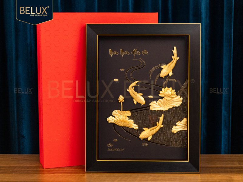 Tranh Niên Niên Hữu Dư Dát Vàng 24k 39x30cm